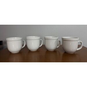 Pottery Barn Du Jour Mugs White Suppertime Set of 4 Ceramic Coffee Cups Classic